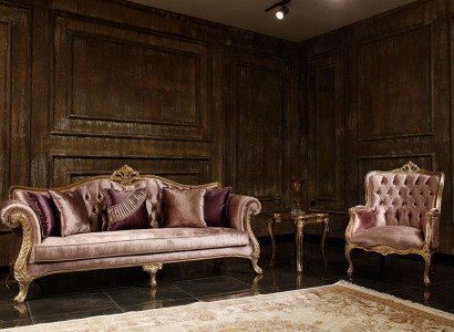 Klassische Rosa Chesterfield Sofagarnitur 3-Sitzer Couchtisch Sessel